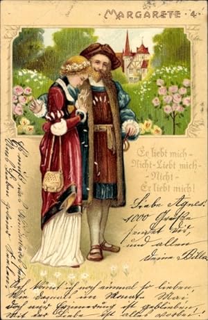 Imagen del vendedor de Prge Litho Margarete, Er liebt mich, er liebt mich nicht, Faust, Goethe a la venta por akpool GmbH