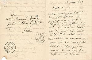 Antoine ELWART lettre autographe signée