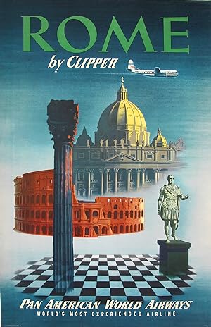 Bild des Verkufers fr Original Vintage Poster: Rome by Clipper - Pan American World Airways zum Verkauf von Picture This (ABA, ILAB, IVPDA)