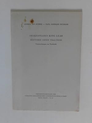 Bild des Verkufers fr Shakespeares King Lear - Historie oder Tragdie : Untersuchungen z. Textkritik. DAZU: G.A. Bieber; Der Melancholikertypus Shakespeares und sein Ursprung zum Verkauf von ANTIQUARIAT FRDEBUCH Inh.Michael Simon