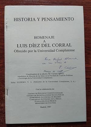 Image du vendeur pour La Espaa de Ortega (separata de Homenaje a Luis Dez del Corral ofrecido por la Universidad Complutense) mis en vente par Librera Ofisierra