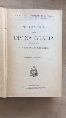 Bild des Verkufers fr Aprecio y estima de la divina gracia zum Verkauf von International Book Hunting