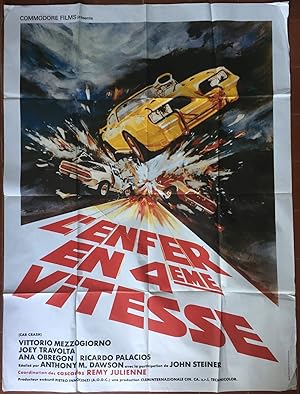 Affiche originale cinéma L'ENFER EN 4ème VITESSE Car Crash JOEY TRAVOLTA Voiture 120x160cm