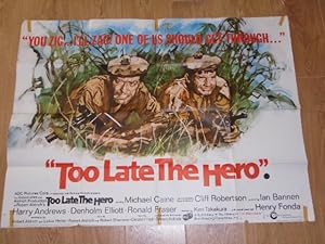 Original Vintage Quad Movie Poster Too Late The Hero Starring Michael Caine, Cliff Robertson Ian ...