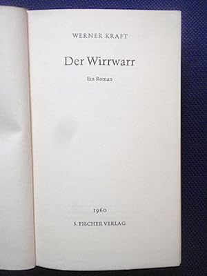 Bild des Verkufers fr Der Wirrwarr. Ein Roman. zum Verkauf von Antiquariat Klabund Wien