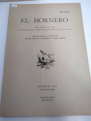 El Hornero, revista de la asociacion ornitologica del plata Volumen XII N 2 1984