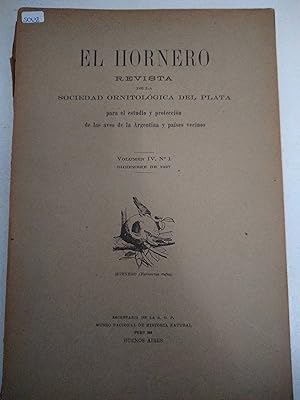 El Hornero, revista de la sociedad ornitologica del plata Vol IV N1 1927