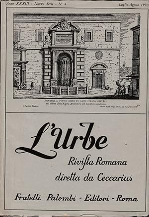 Bild des Verkufers fr L'Urbe anno XXXIII, num 4, nuova serie, 1970 Rivista Romana di storia, arte, lettere, costumanze zum Verkauf von Biblioteca di Babele