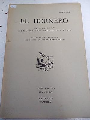 El Hornero, revista de la asociacion ornitologica del plata Volumen XII N 5 1977
