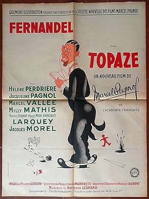 Affiche cinéma TOPAZE Marcel Pagnol FERNANDEL Professeur Instituteur DUBOUT 60x80cm