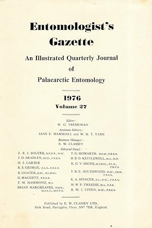 Entomologist's Gazette. Vol. 27 (1976), Title page and Index