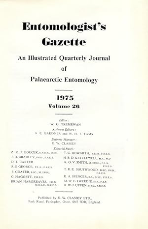 Entomologist's Gazette. Vol. 26 (1975), Title page and Index