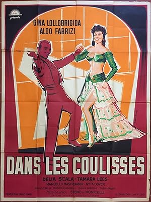 Affiche originale cinéma DANS LES COULISSES Aldo Fabrizzi GINA LOLLOBRIGIDA Delia Scala 120x160cm