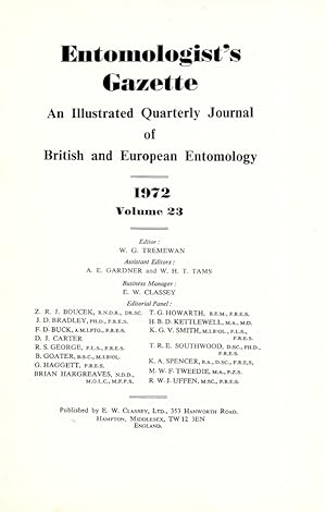 Entomologist's Gazette. Vol. 23 (1972), Title page and Index
