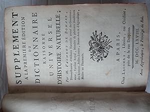 Image du vendeur pour Dictionnaire Universel d'Histoire Naturelle - Supplment 1re Edition 1768 mis en vente par DC