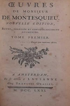 Immagine del venditore per Oeuvres de Monsieur de Montesquieu Nouvelle dition (7 tomes) Revue, corrige et considrablement augmente venduto da Di Mano in Mano Soc. Coop