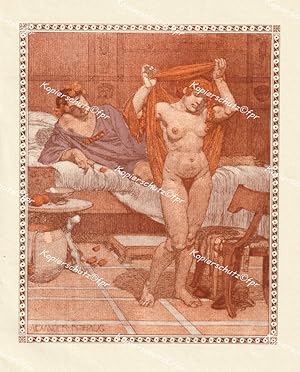 Bild des Verkufers fr Liebesnacht" originale breitrandige Lithographie ca. 19x16cm; im Stein signiert; Wien 1918 zum Verkauf von Kunsthandel & Antiquariat Magister Ru