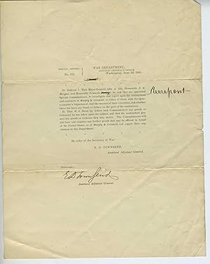 Civil War appointment of Edwards Pierrepont as Special Commissioner to investigate transactions o...