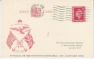 First Day Postal Cover Postcard - Funeral of Sir Winston Churchill - 30th January, 1965