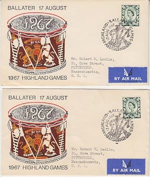 First Day Postal Cover - Two Envelopes for Ballater 17 August, 1967 Highland Games in Aberdeenshire