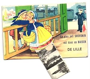 Leporello-Carte postale Lille, Paar verabschiedet sich am La Gare, monument, Hôtel de Ville, vue ...