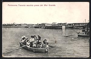 Cartolina Taranto, Panorama Taranto vecchio preso del Mar Grande