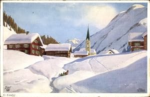 Künstler Ansichtskarte / Postkarte Kessler, Ortschaft im Winter - Primus 5289