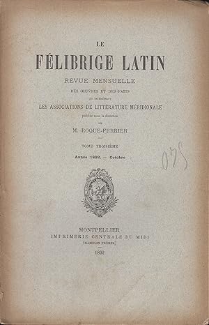 Seller image for LE FELIBRIGE LATIN octobre 1892 for sale by PRISCA