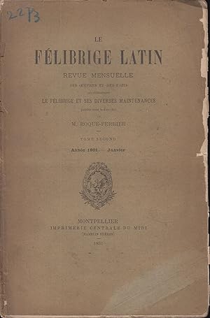 Seller image for LE FELIBRIGE LATIN janvier 1891 for sale by PRISCA