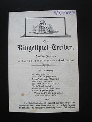 Immagine del venditore per Ein Ringelspiel-Treiber. Solo-Scene verfat und vorgetragen von Carl Lorens. venduto da Antiquariat Schleifer