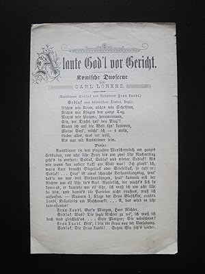 Immagine del venditore per A laute God'l vor Gericht. Komische Duoscene. venduto da Antiquariat Schleifer