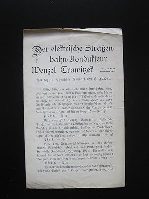 Immagine del venditore per Der elektrische Straenbahn=Konduktor Wenzel Trawitzek. Vortrag in bhmischer Mundart. venduto da Antiquariat Schleifer