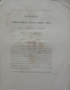 Imagen del vendedor de Recherches sur la possibilite d'utiliser les regulateurs isochrones a ailettes dans la mesure de l'intensite de la pesanteur a la venta por Mark Westwood Books PBFA