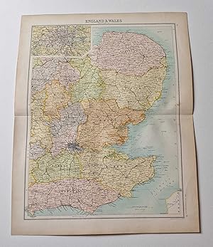 Original 1899 Colour County Map of Eastern England