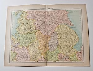 Original 1899 Colour County Map of Central England