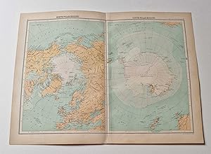 Original 1899 Colour Map of North & South Polar Regions