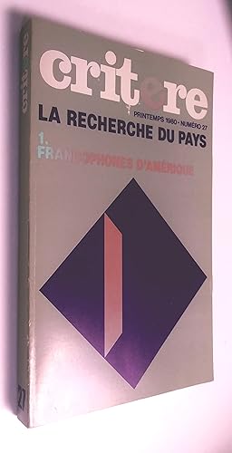 Critère Printemps 1980 numéro 27 - La recherche du pays 1. Francophones d'amérique