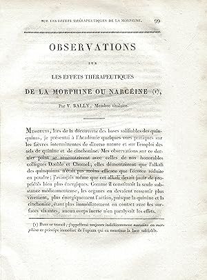 Observations sur les effets thérapeutiques de la morphine ou narcéine, In : Mémoires de l'Académi...