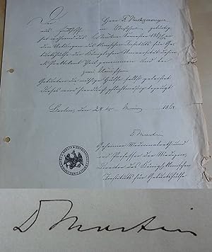Image du vendeur pour Gynkologe Eduard Arnold MARTIN (1809-1875) Signatur auf Zeugnis Uni BERLIN 1868 mis en vente par Versandantiquariat tucholsklavier