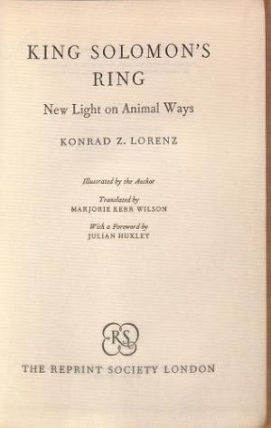 Seller image for King Solomon's Ring - New Light on Animal Ways (Illustrated) for sale by WeBuyBooks