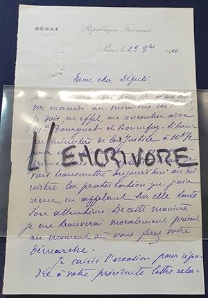 Lettre autographe de Fernand Cremieux - 1910