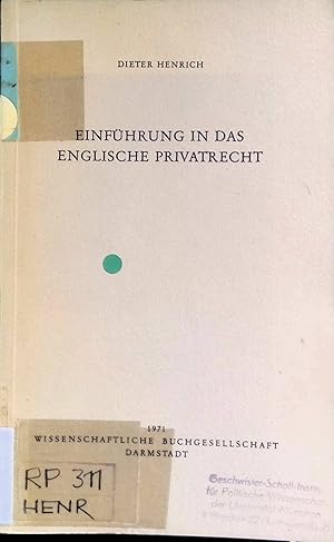 Bild des Verkufers fr Einfhrung in das Englische Privatrecht. zum Verkauf von books4less (Versandantiquariat Petra Gros GmbH & Co. KG)