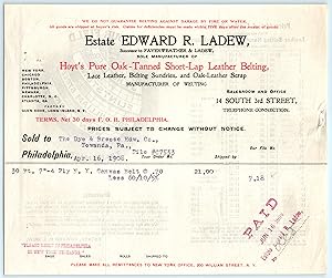 Billhead - Edward R Ladew 1908 Philadelphia PA