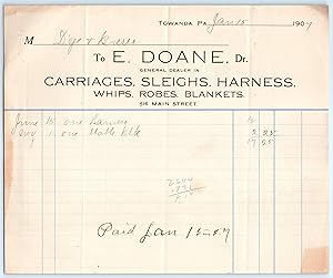 Billhead - E Doane 1907 Towanda Pennsylvania