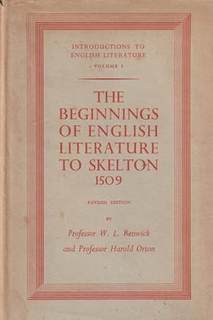 Immagine del venditore per The Beginnings of English Literature to Skelton 1509: Introductions to English Literature Volume I venduto da Goulds Book Arcade, Sydney