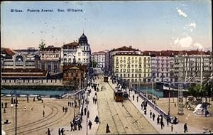 Ansichtskarte / Postkarte Bilbao Baskenland, Arenal-Brücke