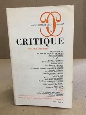 Revue critique n) 361-362 / Roland barthes