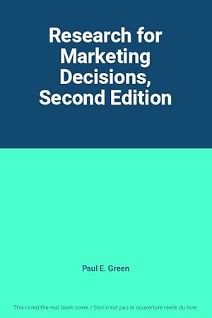 Seller image for Research for Marketing Decisions, Second Edition for sale by Ammareal