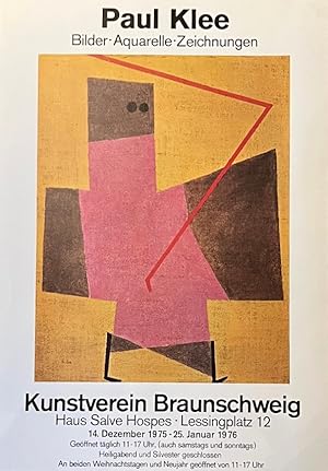 Image du vendeur pour Paul Klee. Bilder Aquarelle Zeichnungen. Kunstverein Braunschweig, 14. Dezember 1975 Bis 25. Januar 1976 [Ausstellungsplakat/ Exhibition Poster] mis en vente par Stefan Schuelke Fine Books