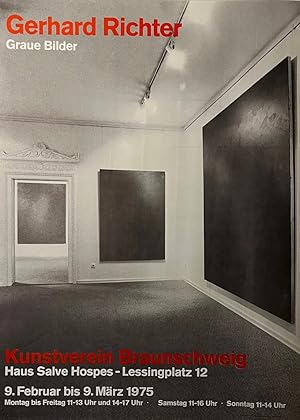 Bild des Verkufers fr Gerhard Richter. Graue Bilder. Kunstverein Braunschweig, 9. Februar Bis 9. Maerz 1975 [Ausstellungsplakat/ Exhibition Poster] zum Verkauf von Stefan Schuelke Fine Books